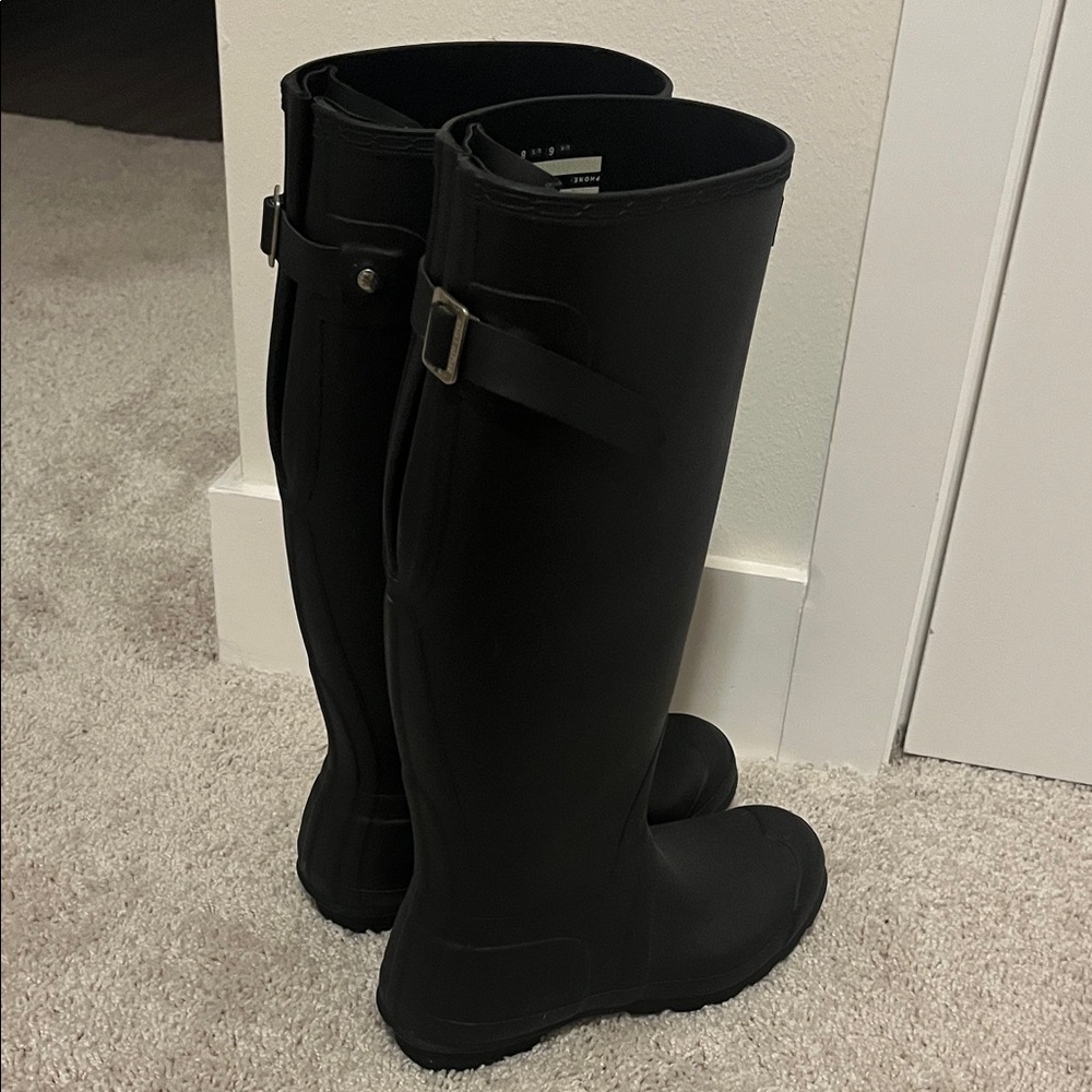 Hunter Black Tall Rain Boots - Picture 2 of 3